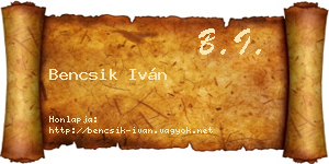 Bencsik Iván névjegykártya